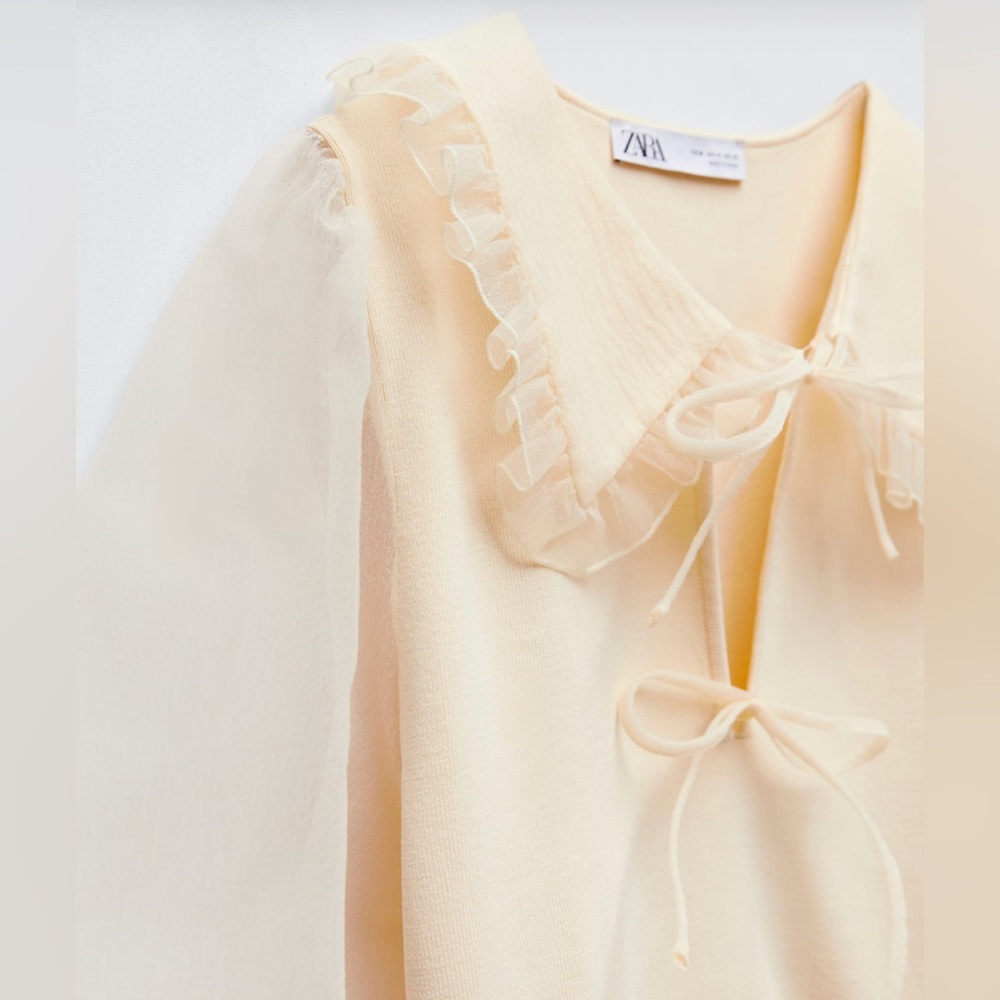 NWT Rare Zara Combination Knit and organza Top - Picture 6 of 13